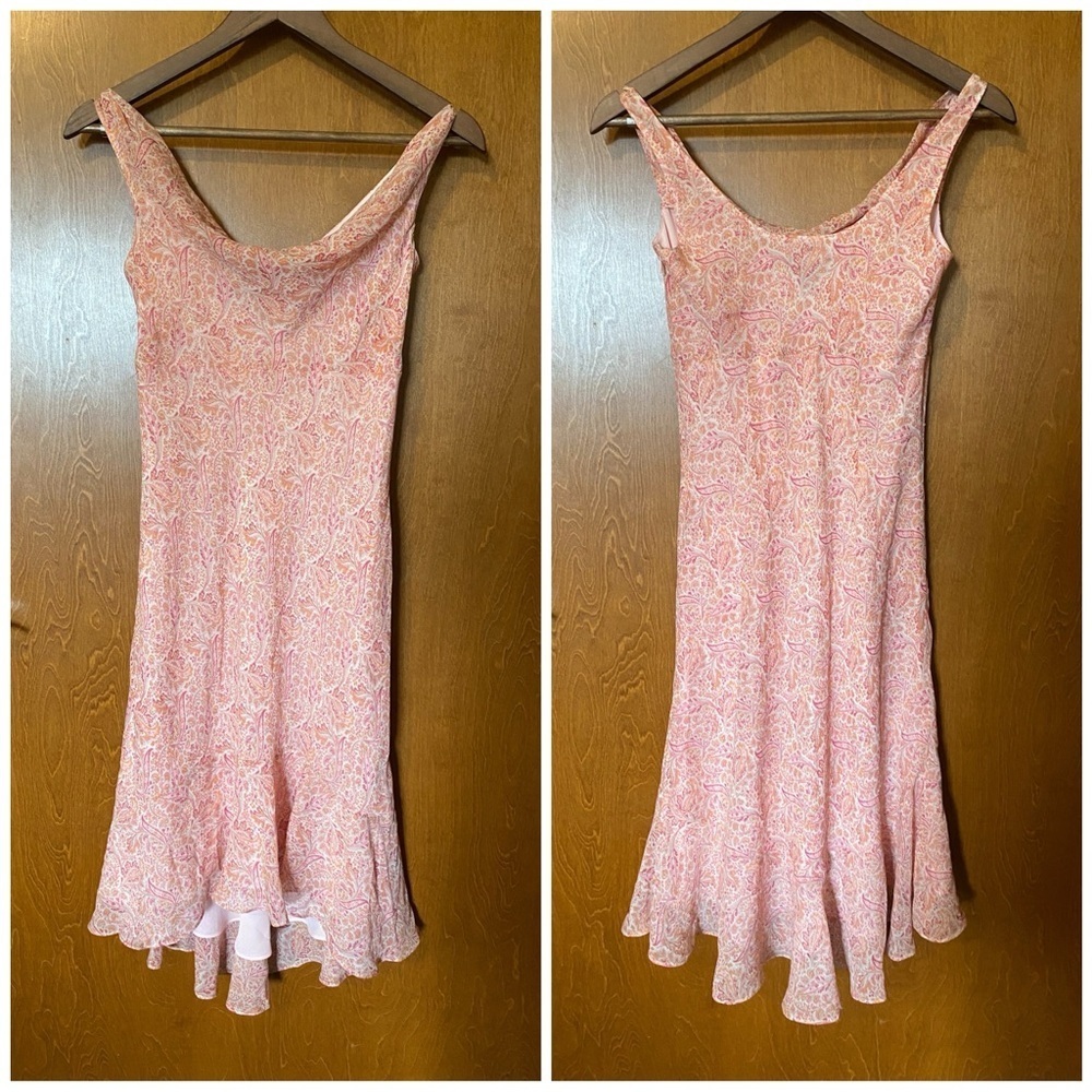 Pink Paisley Cowl Neck Midi Dress size small or XS